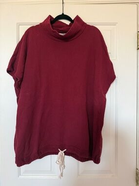 Free People Burgundy Short-Sleeve Turtleneck Pullover